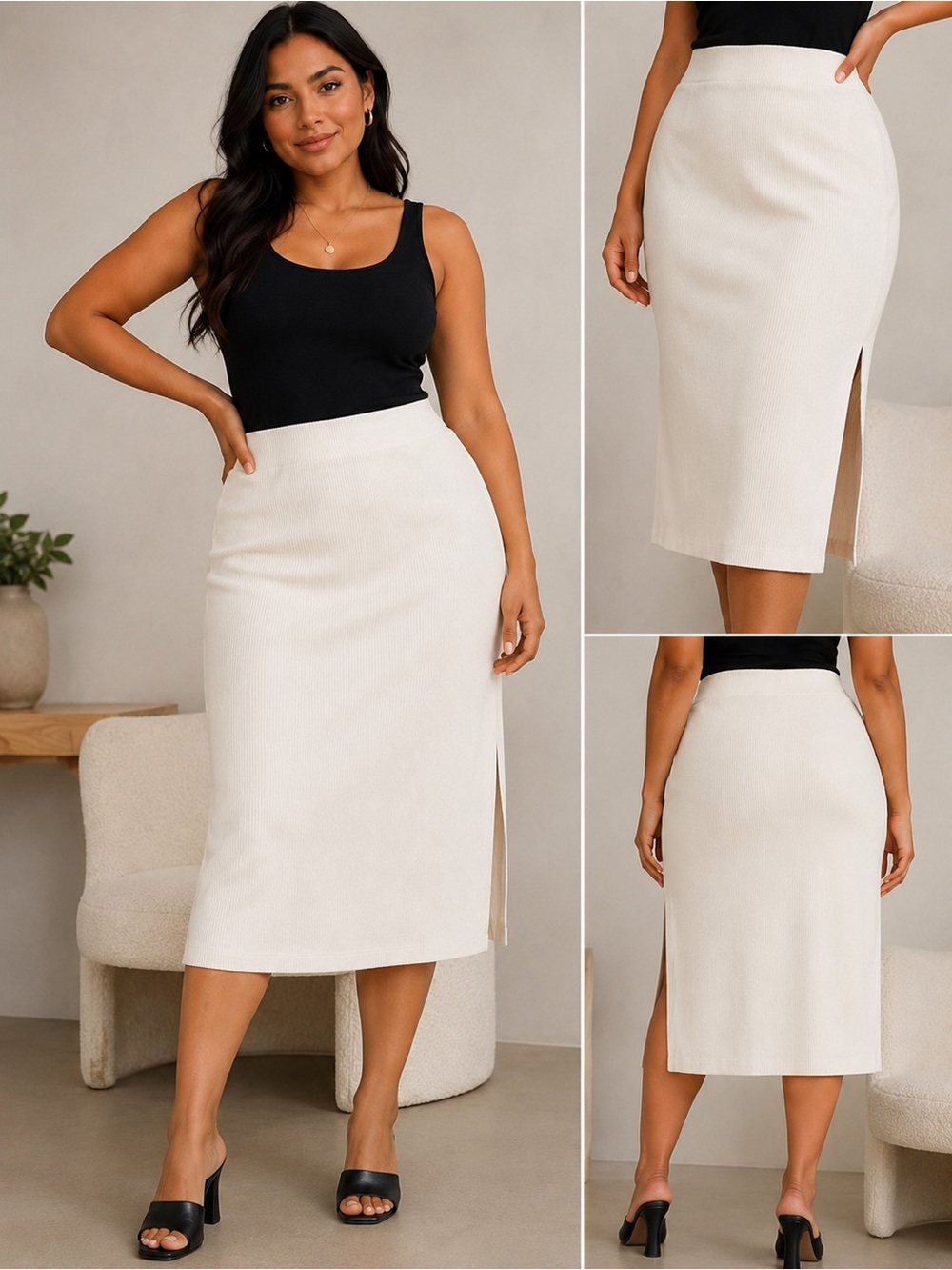 Ava & Viv Cream Ribbed sweater Skirt new without tags